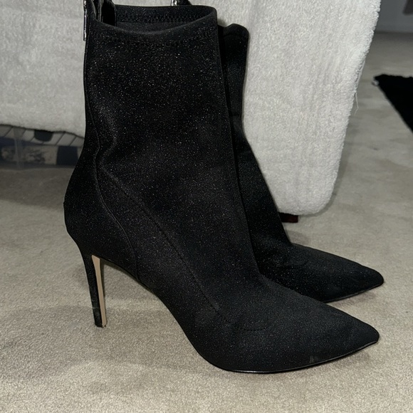 Jewel Badgley Mischka Marabel ankle booties glitter black womens 10 - Picture 2 of 11